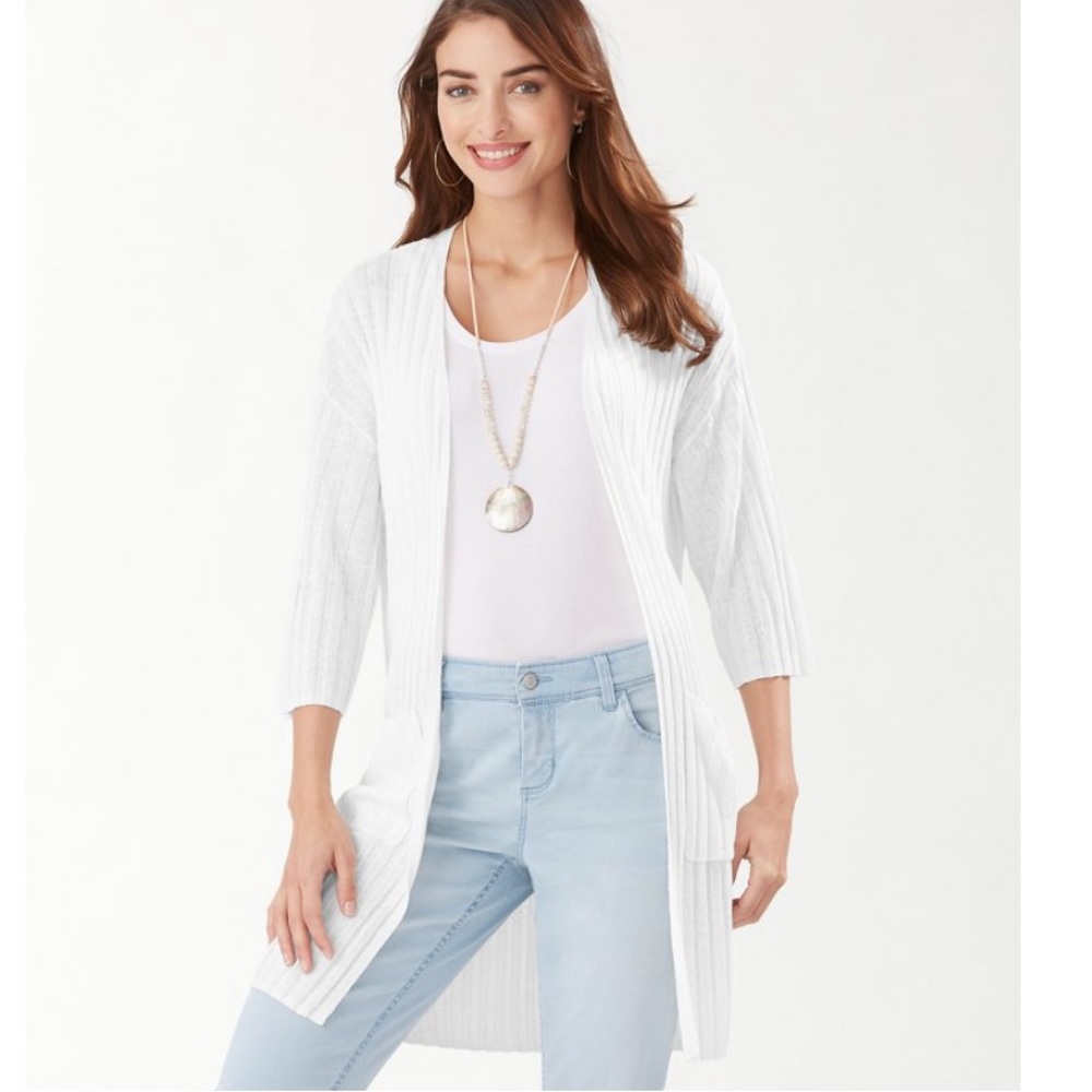 Tommy Bahama Women’s Maya Wide Rib Cardigan - White